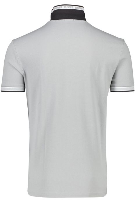 BOSS green polo regular fit paddy normale fit grijs effen katoen 3-knoops