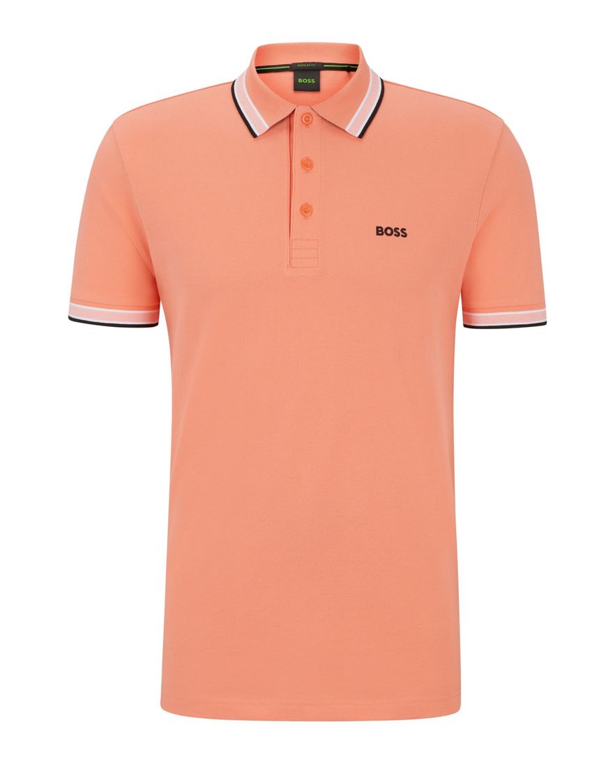 BOSS poloshirt Paddy normale fit oranje effen katoen