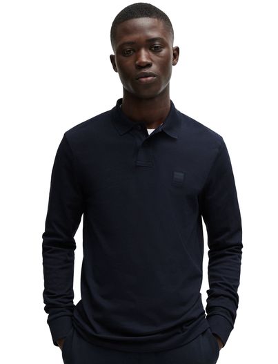 Hugo Boss Slim fit donkerblauw BOSS polo katoen 2-knoops
