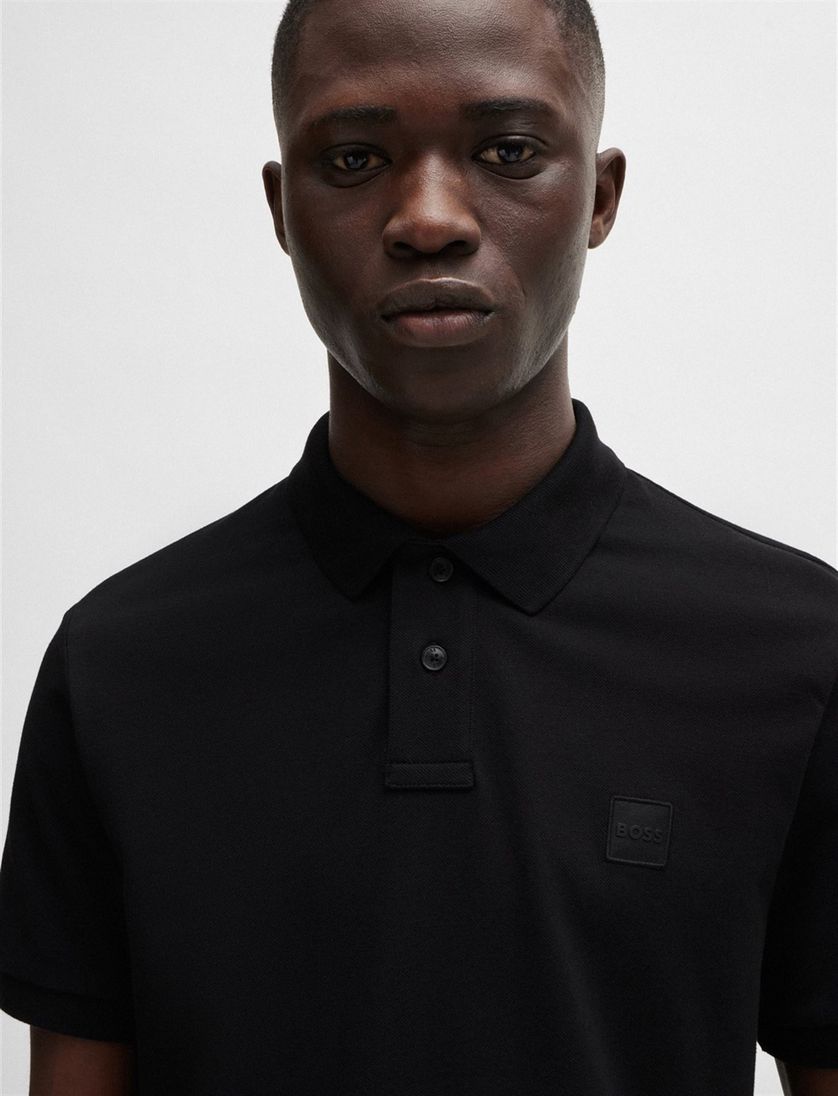 Katoenen BOSS Passenger polo slim fit zwart