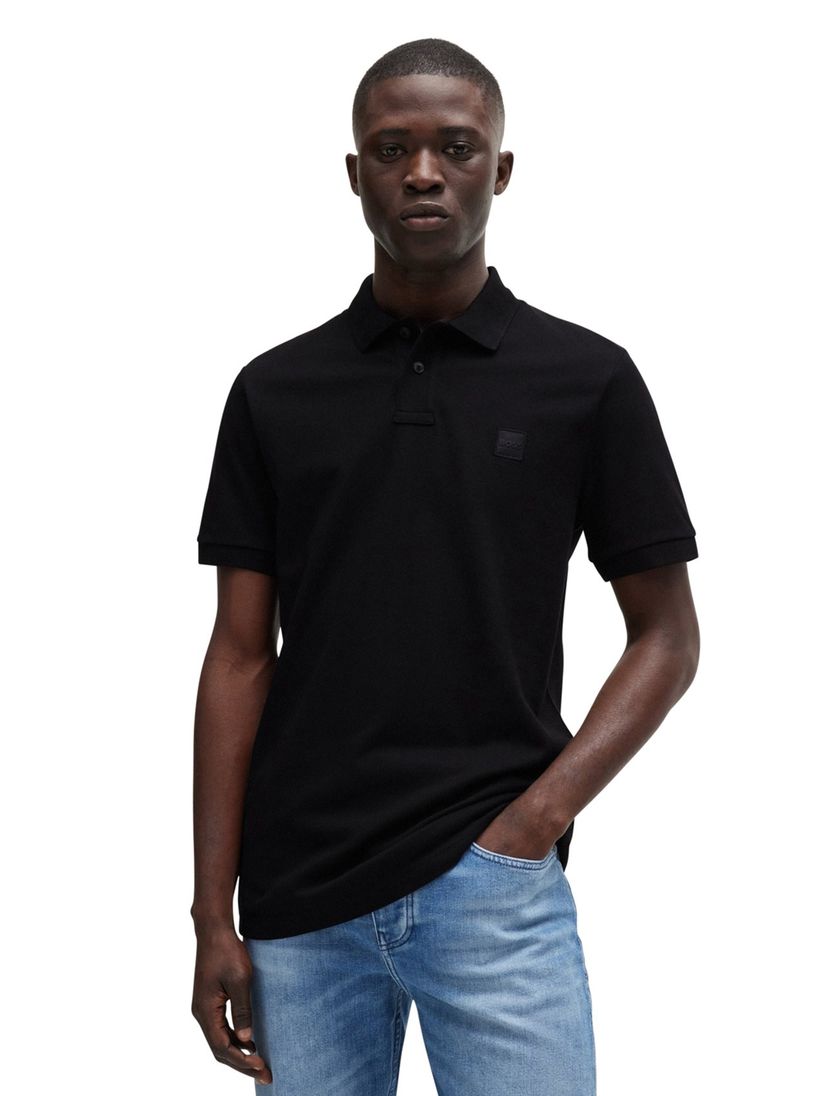 Katoenen BOSS Passenger polo slim fit zwart