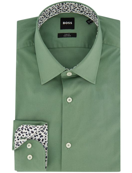 Boss overhemd groen slim fit