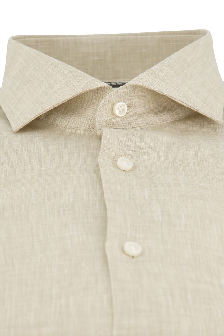 Beige effen BOSS overhemd slim fit
