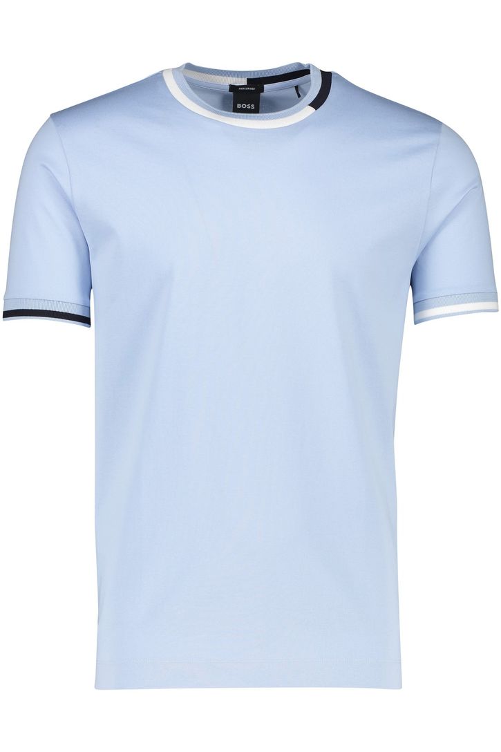 BOSS T-shirt lichtblauw katoen effen ronde hals