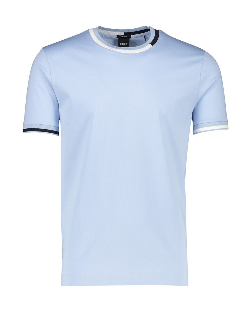 BOSS T-shirt lichtblauw katoen effen ronde hals
