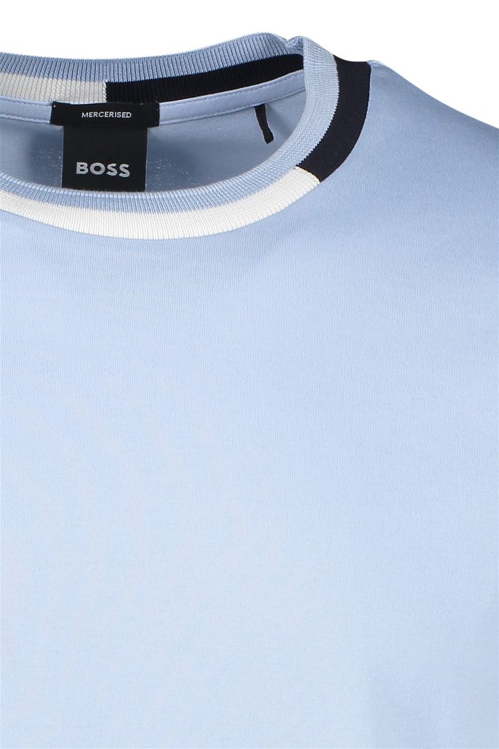 BOSS T-shirt lichtblauw katoen effen ronde hals