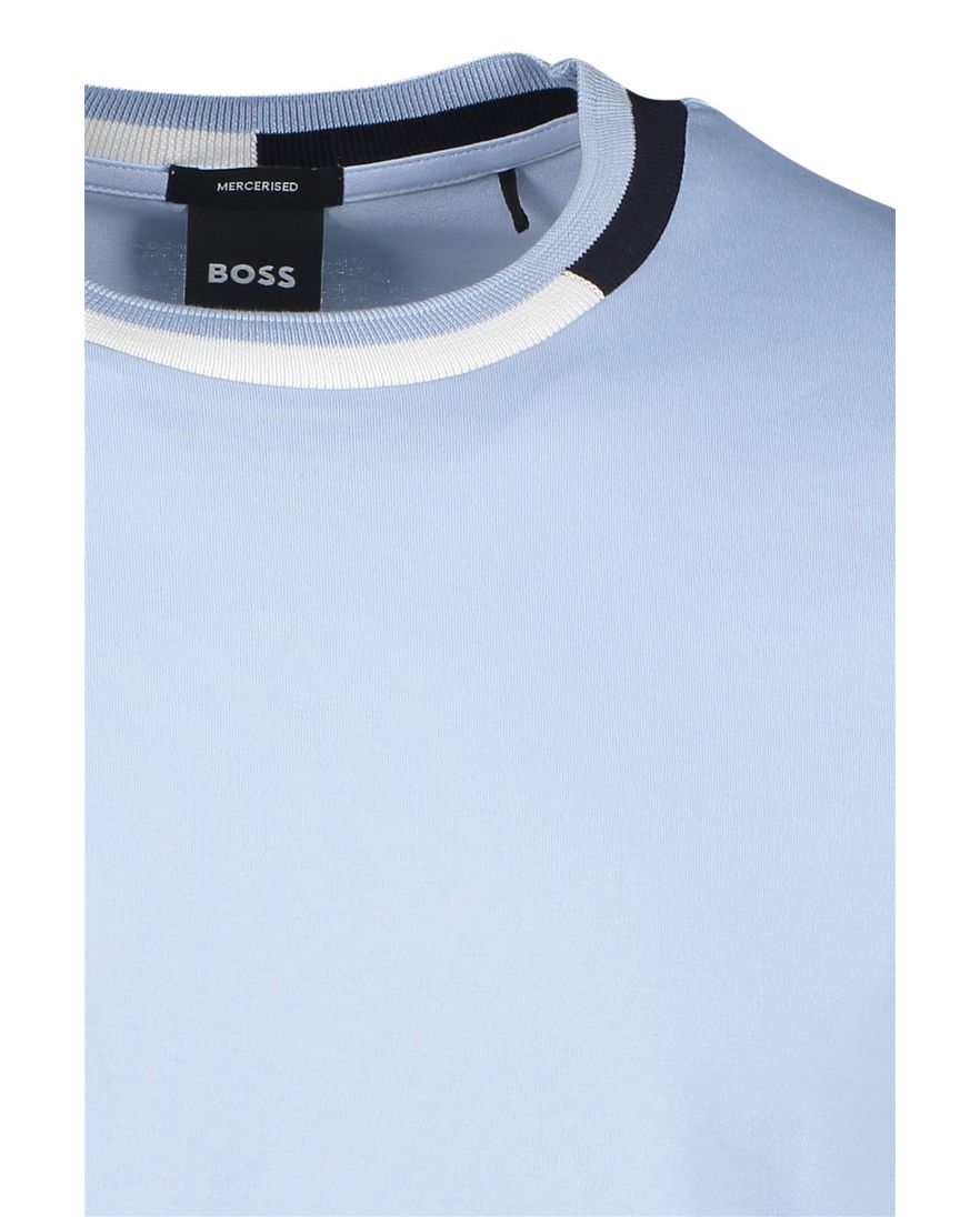 BOSS T-shirt lichtblauw katoen effen ronde hals