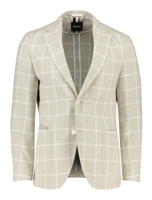 Boss Black colbert C-Jaye-Elbow beige geruit