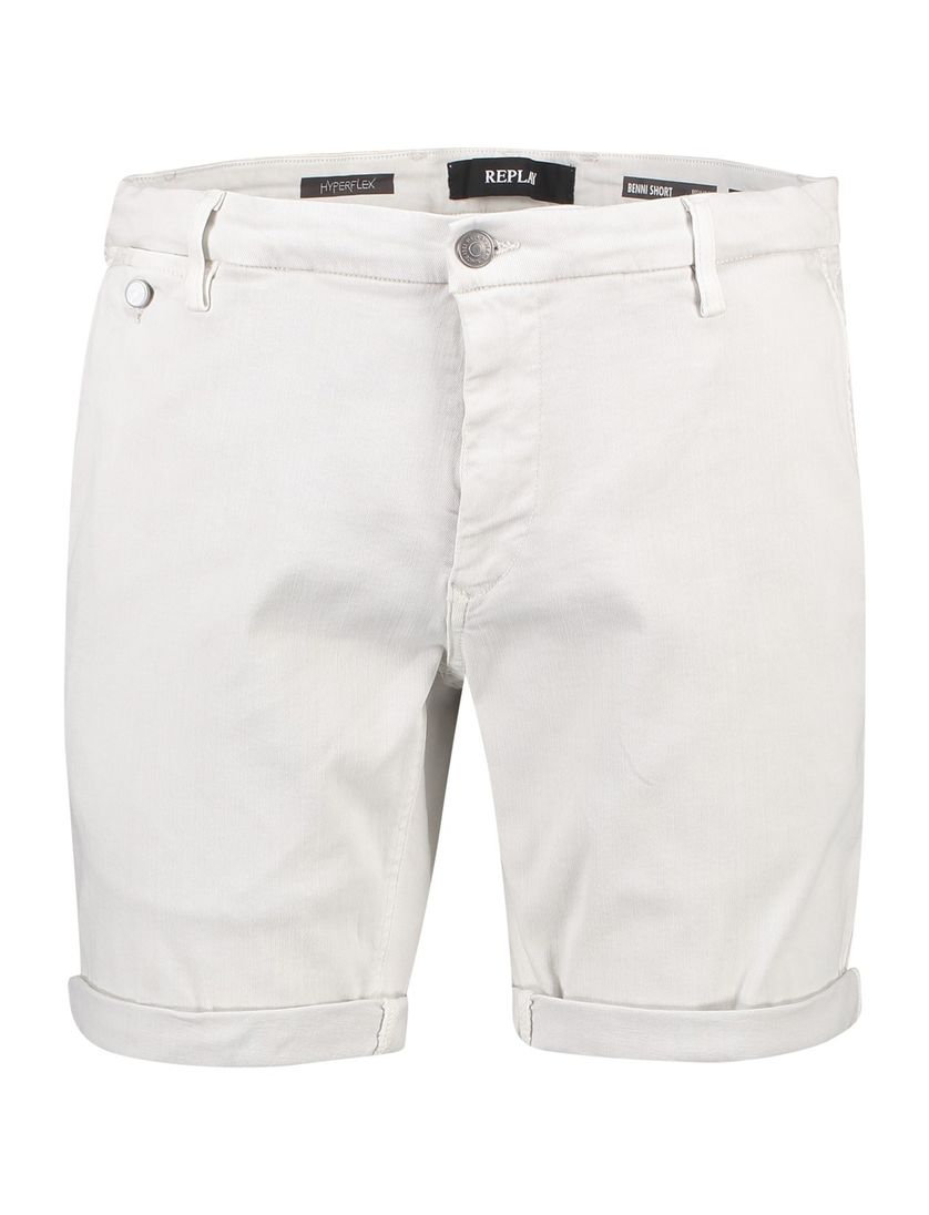 katoenen Replay korte broek effen lichtgrijs