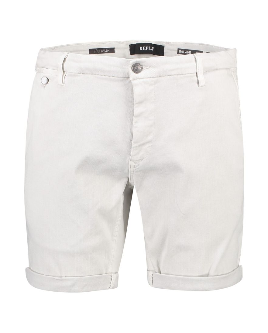 Replay korte broek wit effen katoen slim fit