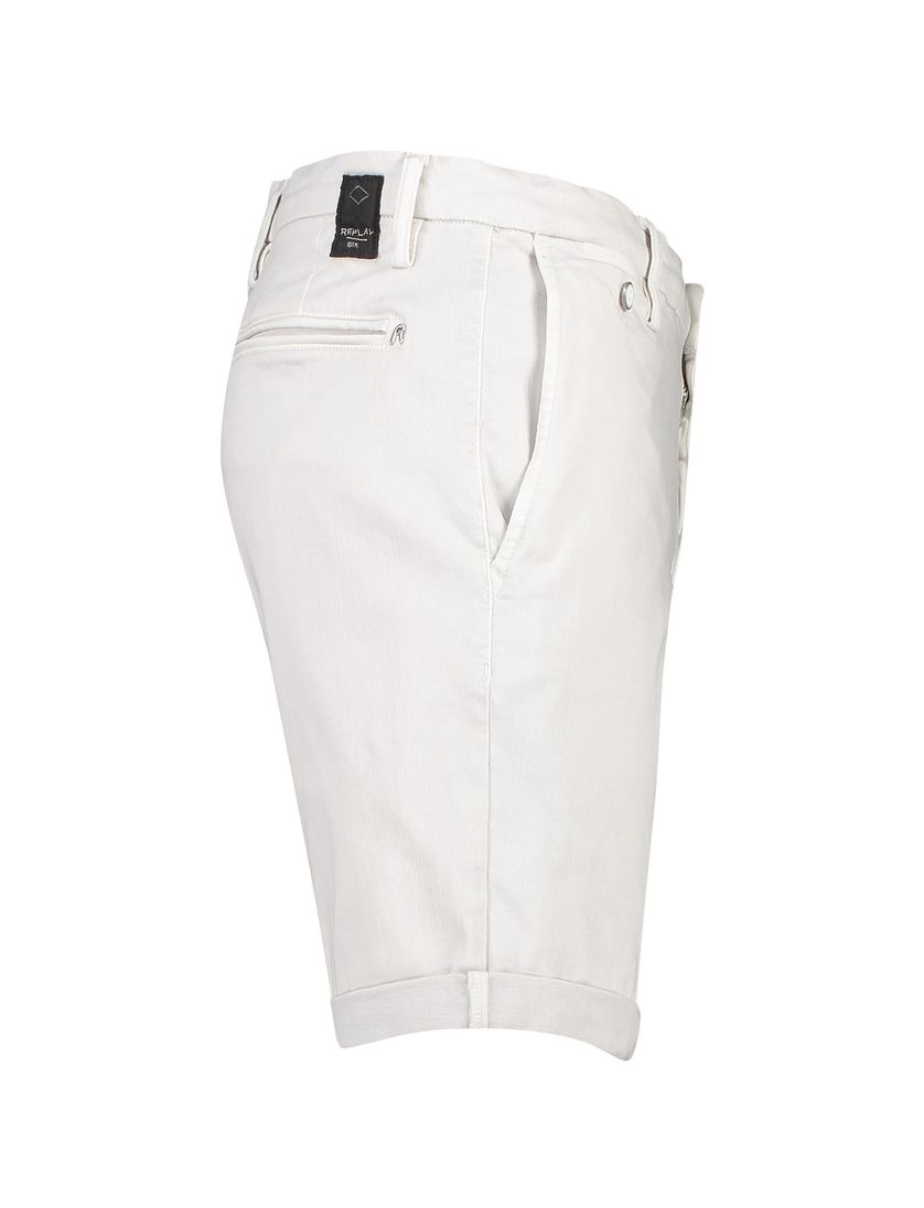 katoenen Replay korte broek effen lichtgrijs