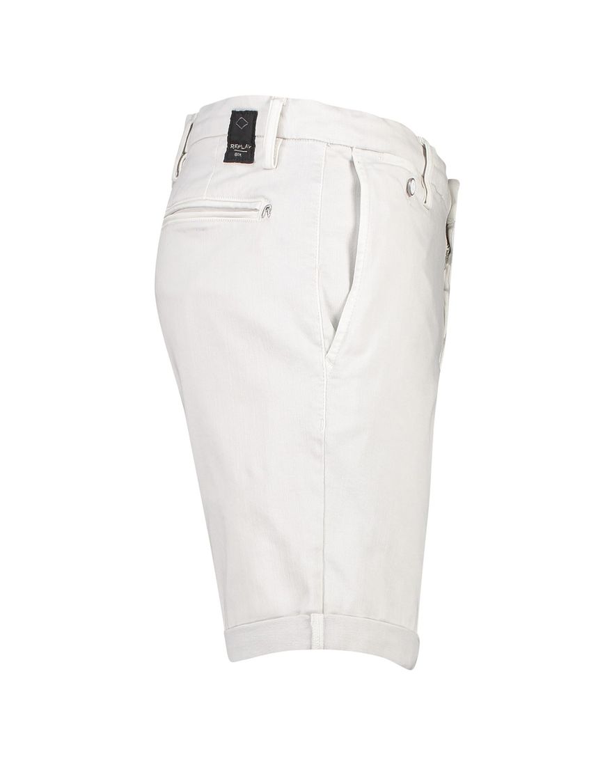 Replay korte broek wit effen katoen slim fit