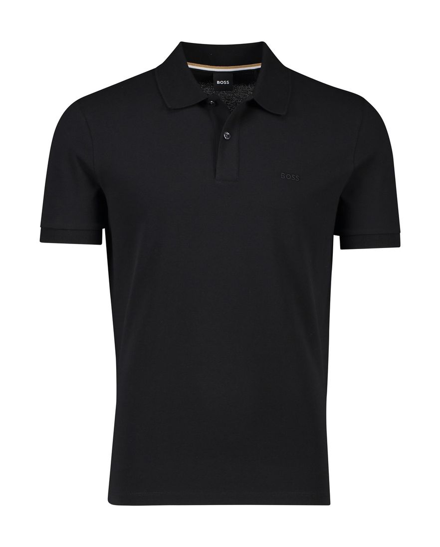 Boss Black Pallas polo wijde fit effen zwart katoen