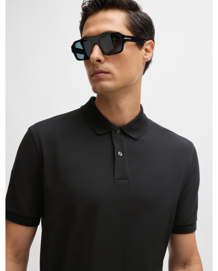 Boss Black Pallas polo wijde fit effen zwart katoen