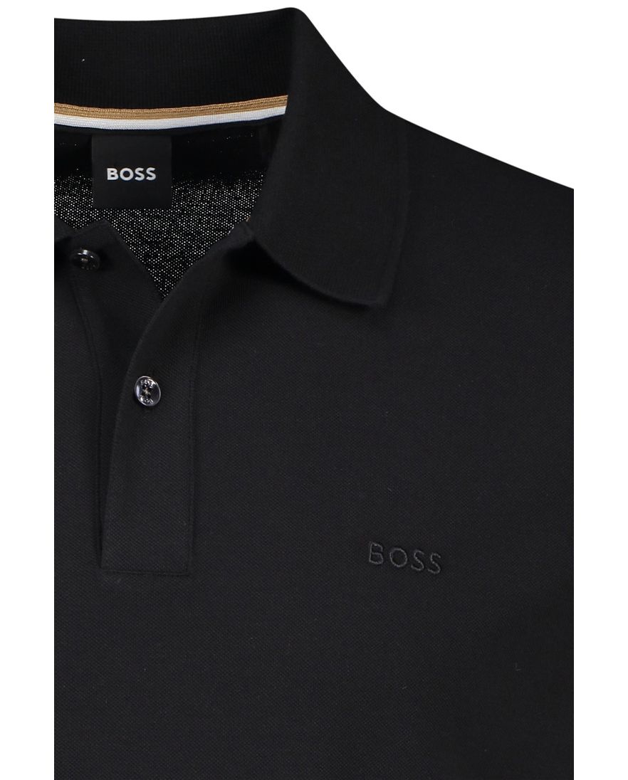 Boss Black Pallas polo wijde fit effen zwart katoen