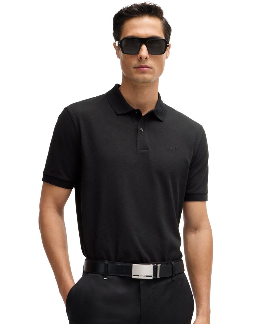 Boss Black Pallas polo wijde fit effen zwart katoen