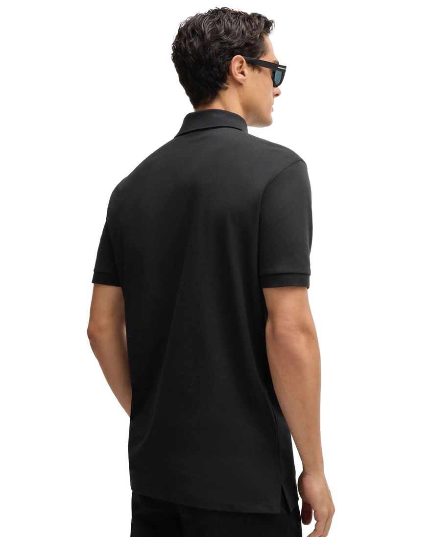 Boss Black Pallas polo wijde fit effen zwart katoen