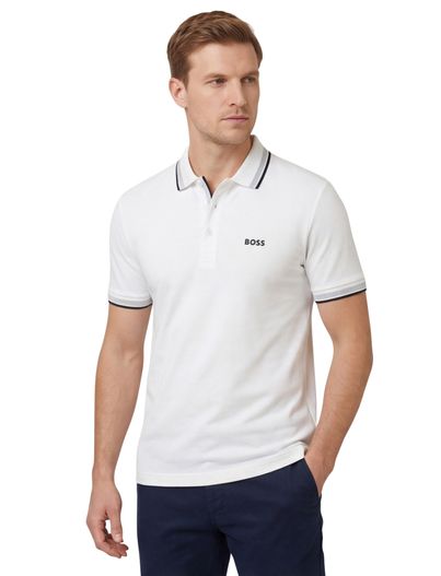 Hugo Boss BOSS Green paddy katoenen polo effen wit normale fit