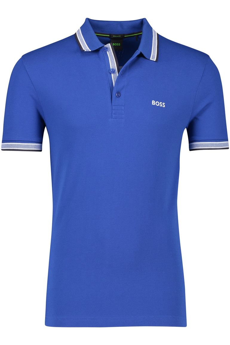 BOSS Green Paddy polo normale fit effen blauw