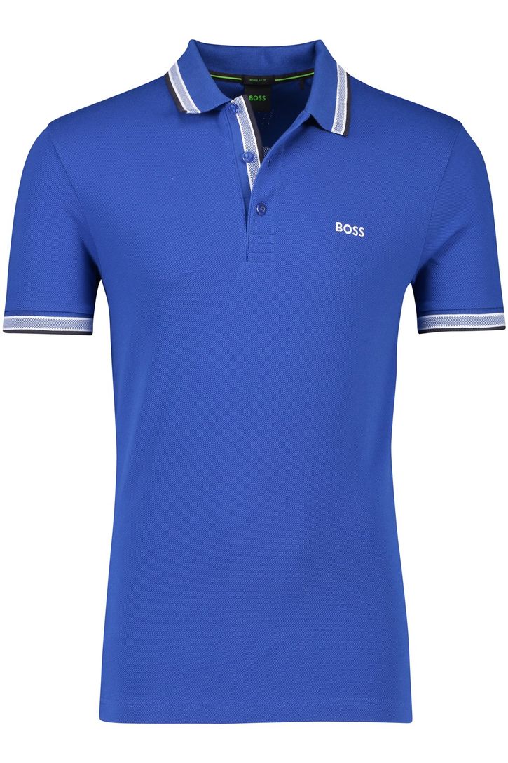Katoenen BOSS Green Paddy polo effen blauw normale fit