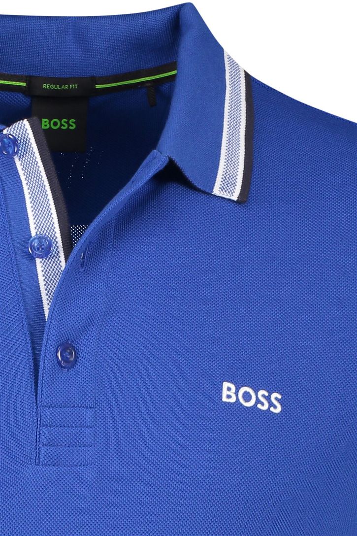 Katoenen BOSS Green Paddy polo effen blauw normale fit