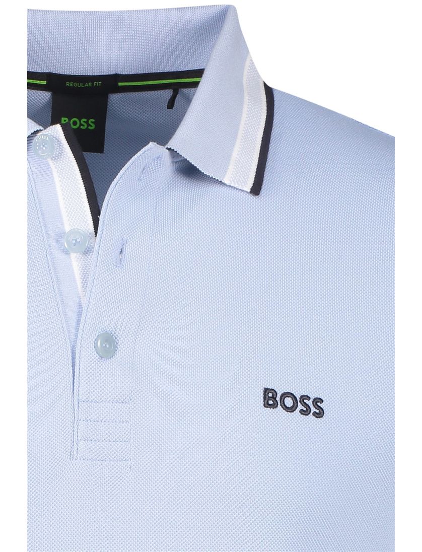 Katoenen BOSS Green Paddy polo effen lichtblauw normale fit