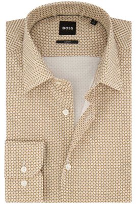Hugo Boss Zakelijk Boss H-Hank overhemd slim fit beige print