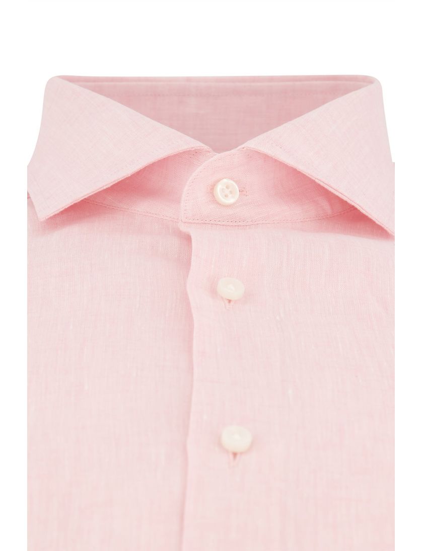 BOSS linnen overhemd slim fit lichtroze
