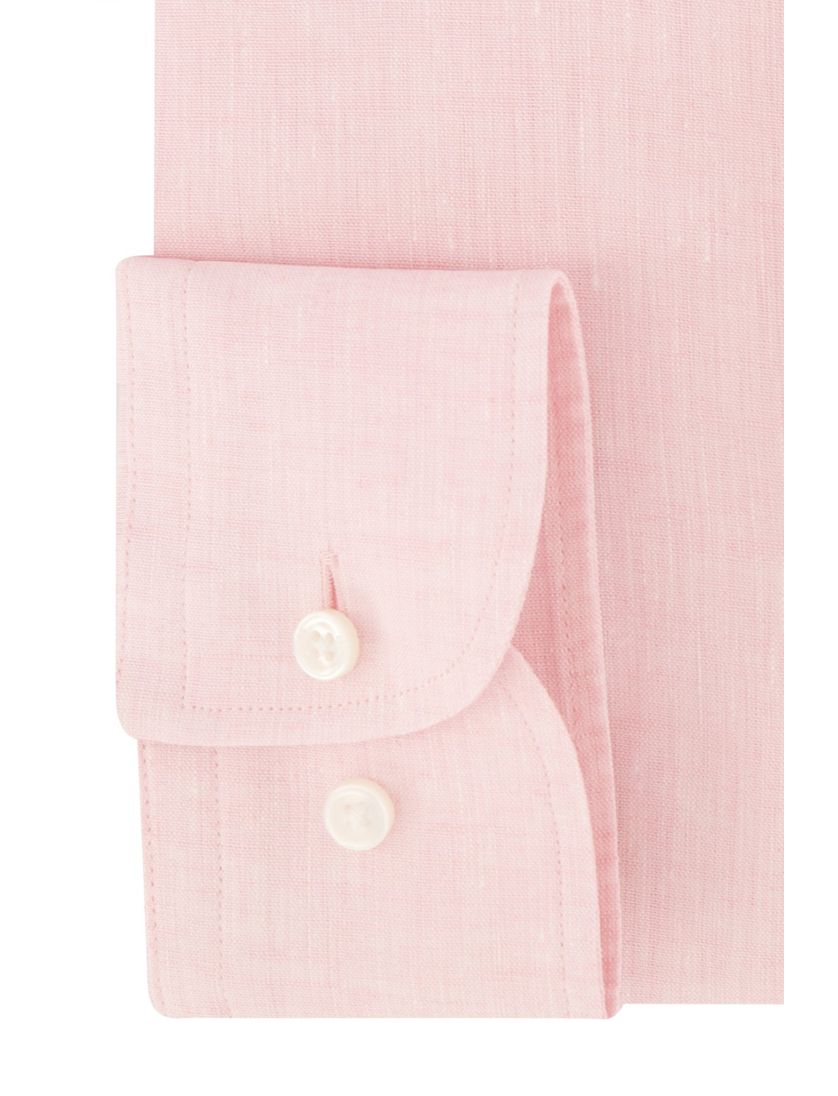 BOSS linnen overhemd slim fit lichtroze
