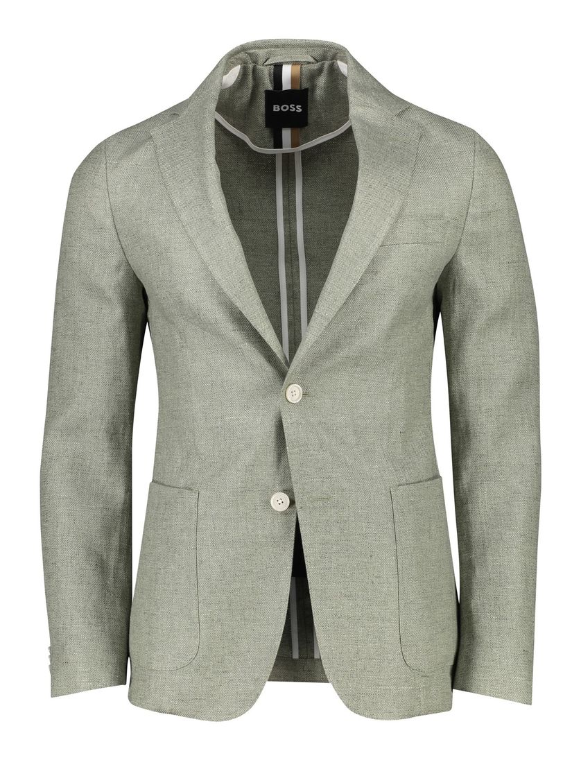 BOSS black colbert groen C-Hanry slim fit linnen