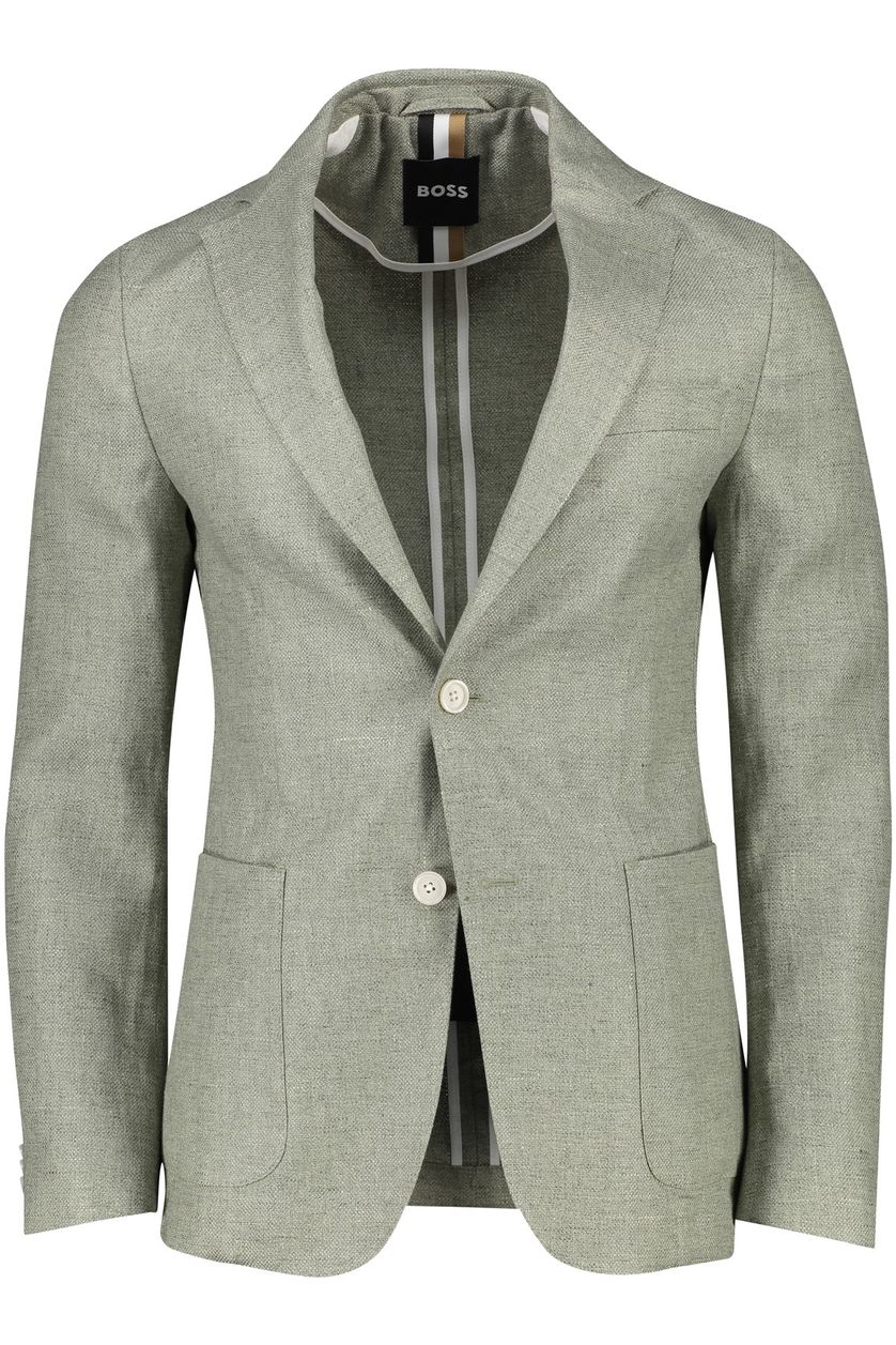 BOSS black colbert groen C-Hanry slim fit linnen