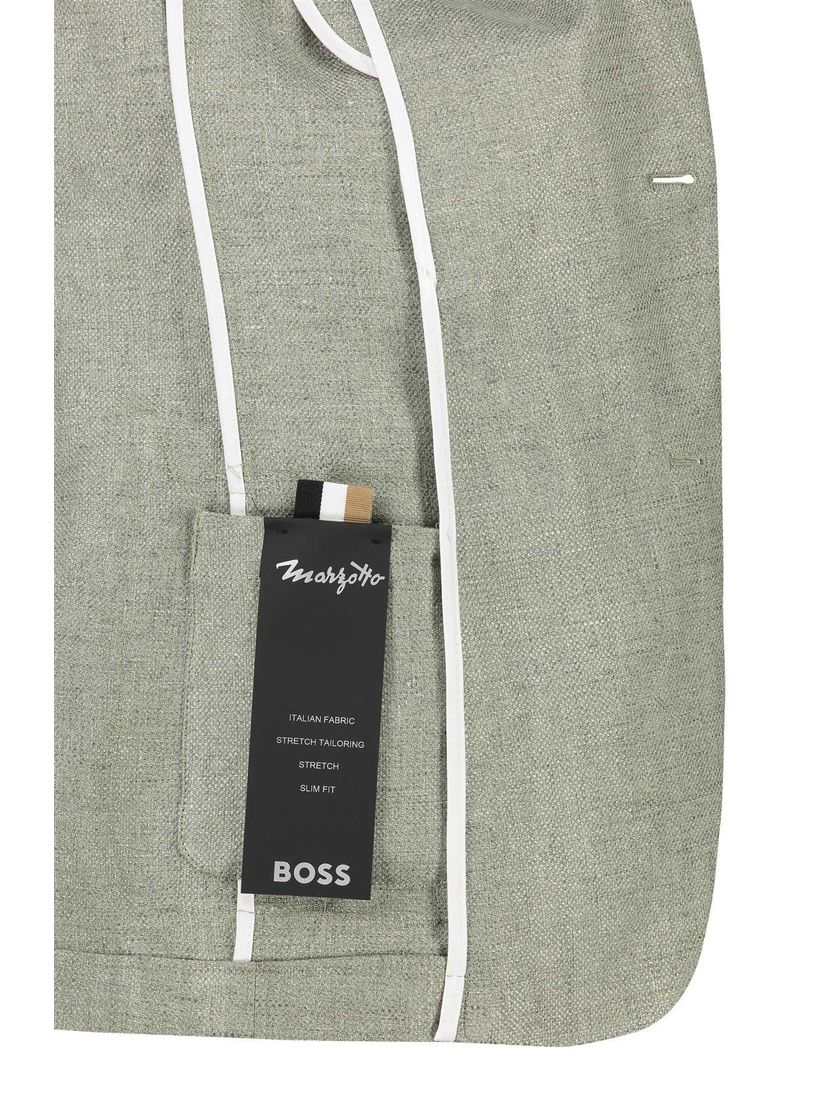 BOSS black colbert groen C-Hanry slim fit linnen