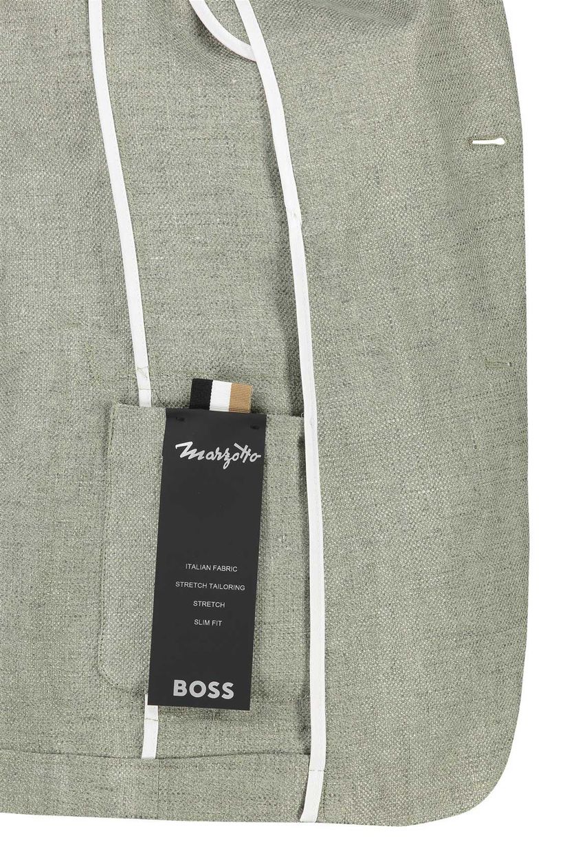 BOSS black colbert groen C-Hanry slim fit linnen