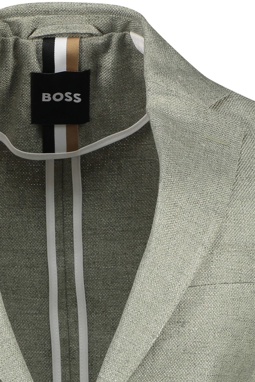 BOSS black colbert groen C-Hanry slim fit linnen
