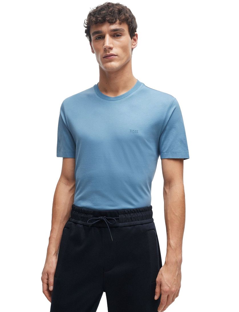 Blauw Boss Black t-shirt katoen Thompson