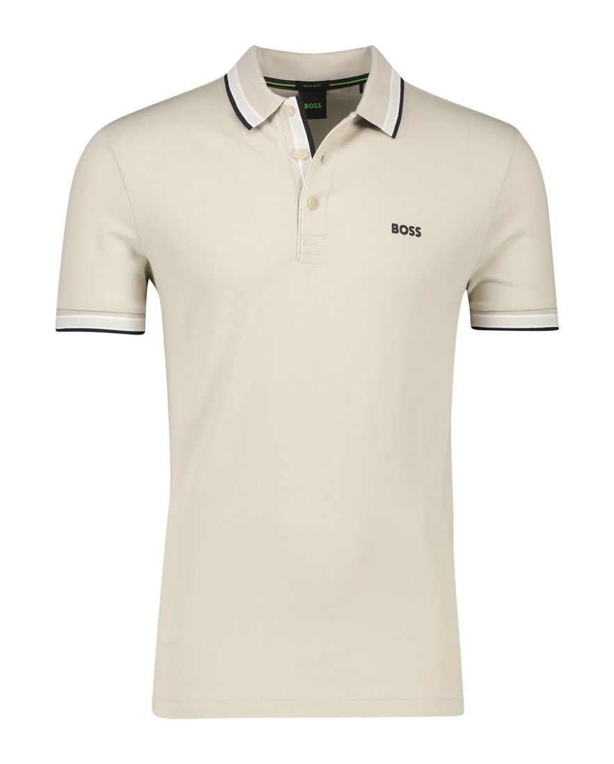 BOSS Green Paddy polo katoen effe beige normale fit