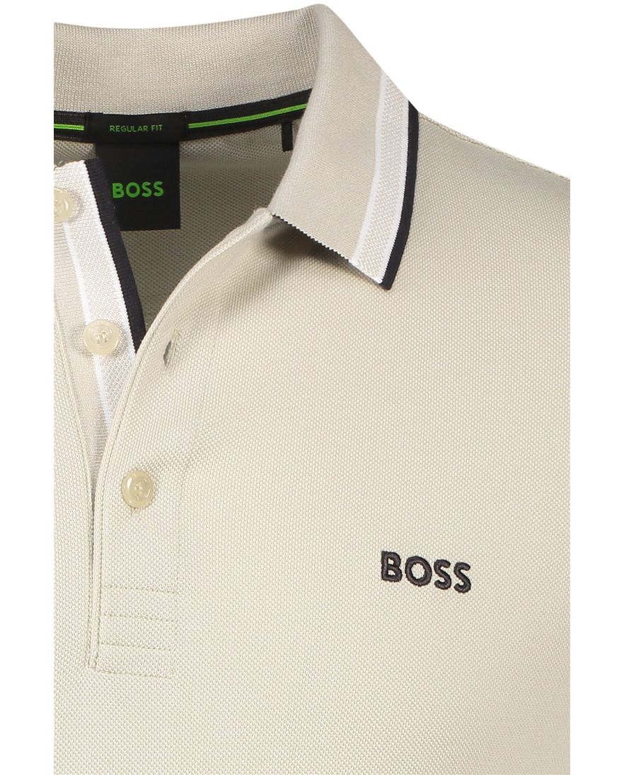 BOSS Green Paddy polo katoen effe beige normale fit