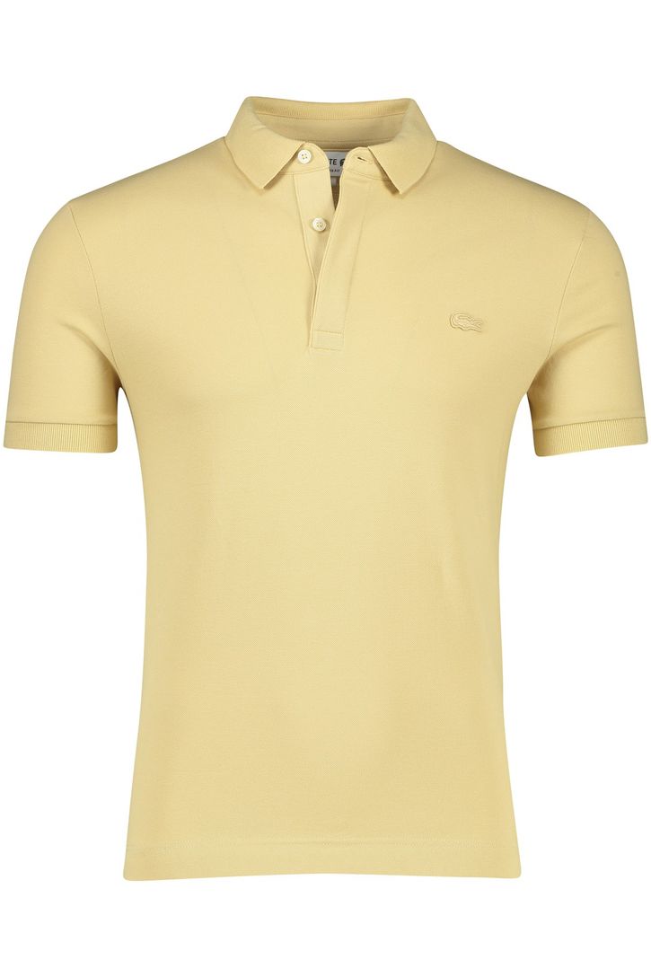 3-knoops Lacoste polo regular fit camel korte mouw katoen
