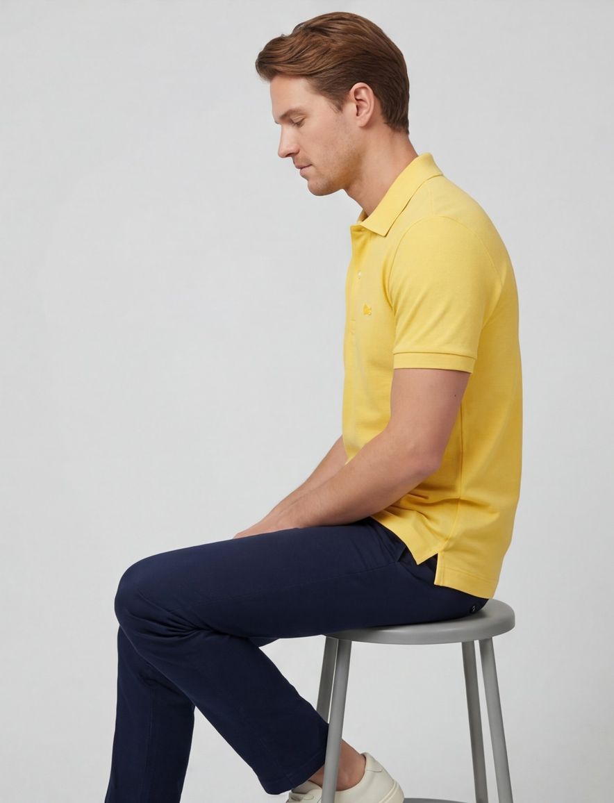 Lacoste polo normale fit fel geel effen katoen Regular Fit