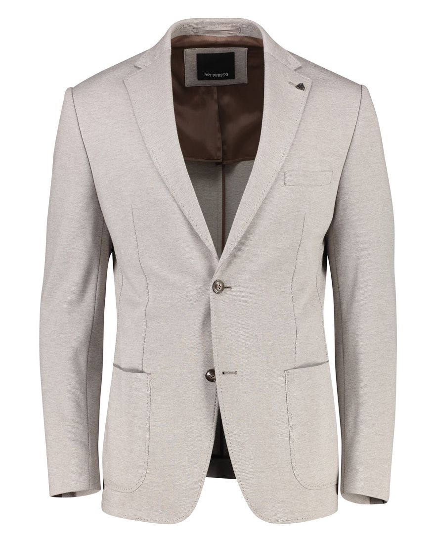 Roy Robson jersey colbert bruin gemêleerd katoen normale fit