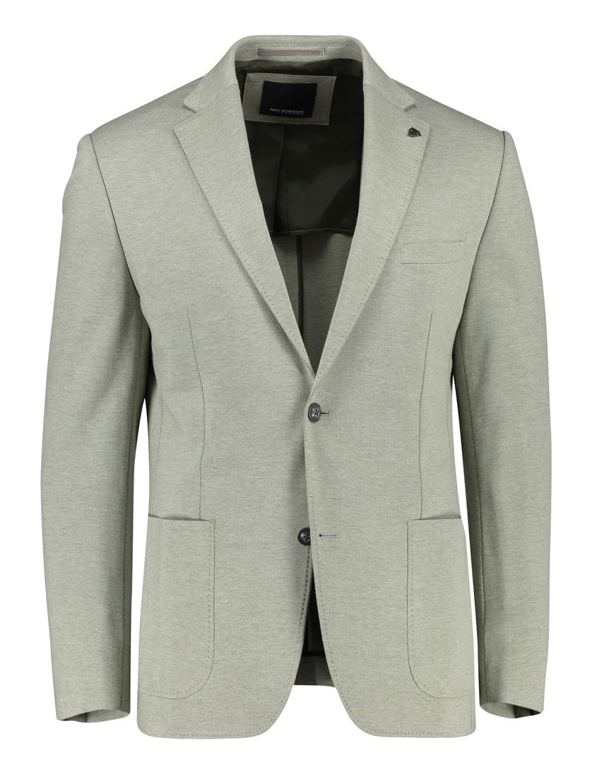 Katoenen Roy Robson colbert Jersey lichtgroen gemêleerd normale fit