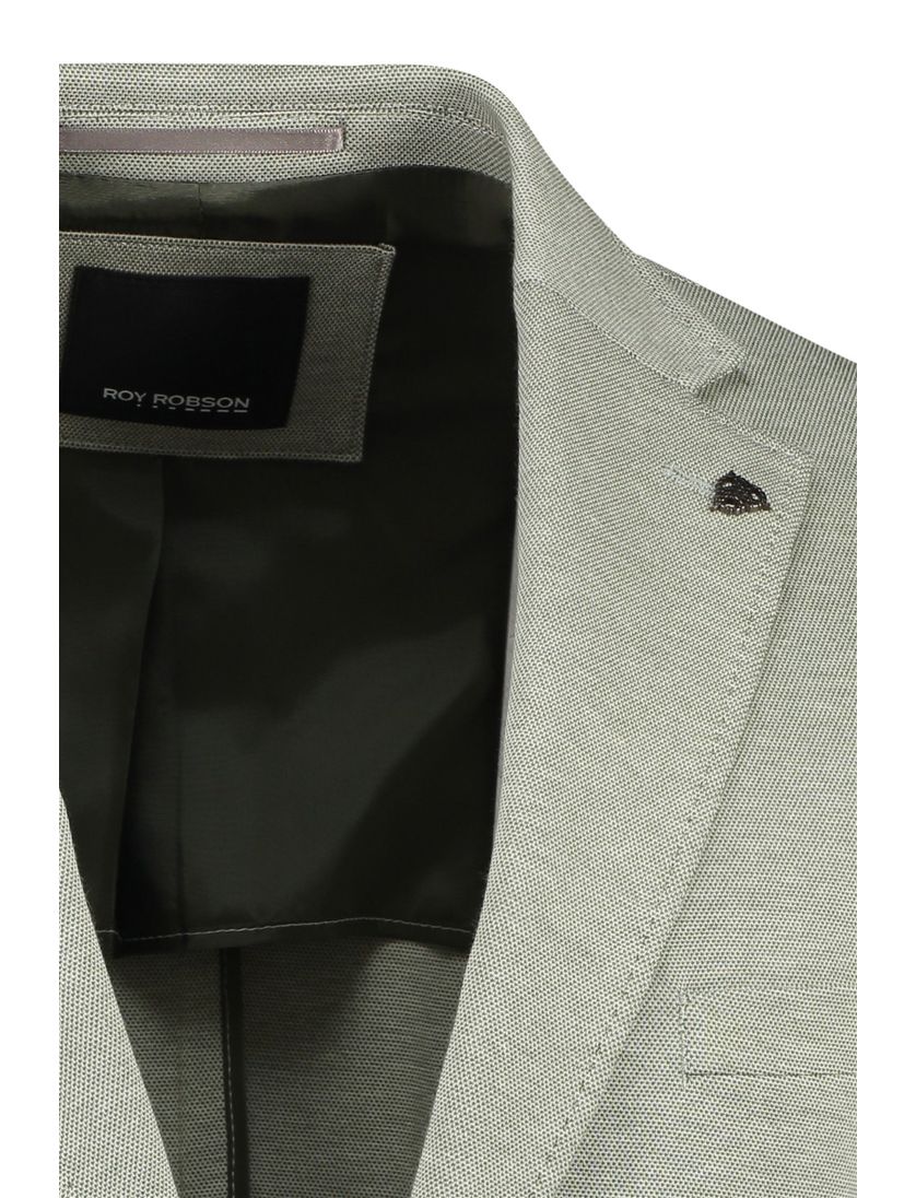 Katoenen Roy Robson colbert Jersey lichtgroen gemêleerd normale fit