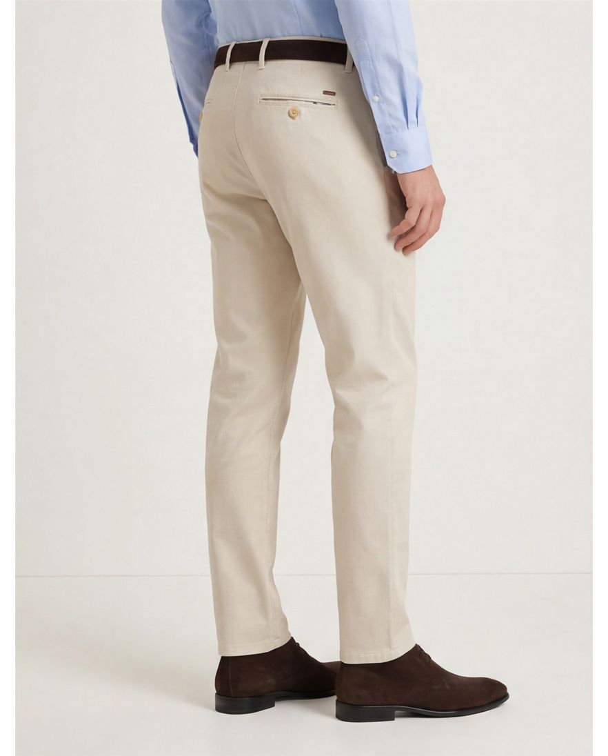 Meyer katoenen broek Bonn effen beige normale fit