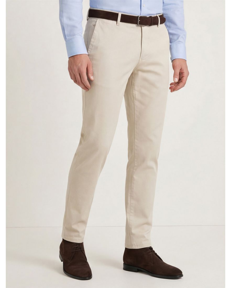 Meyer katoenen broek Bonn effen beige normale fit