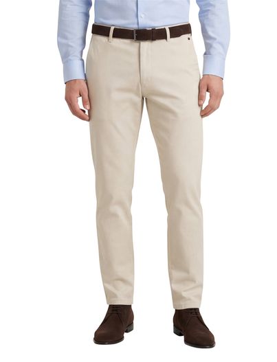 Meyer Meyer katoenen broek Bonn effen beige normale fit