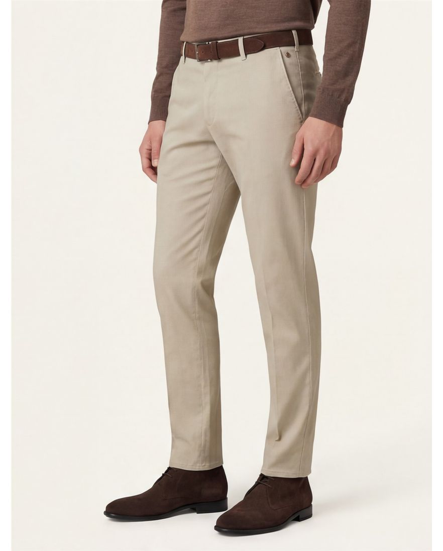 Meyer pantalon Bonn beige katoen perfect fit