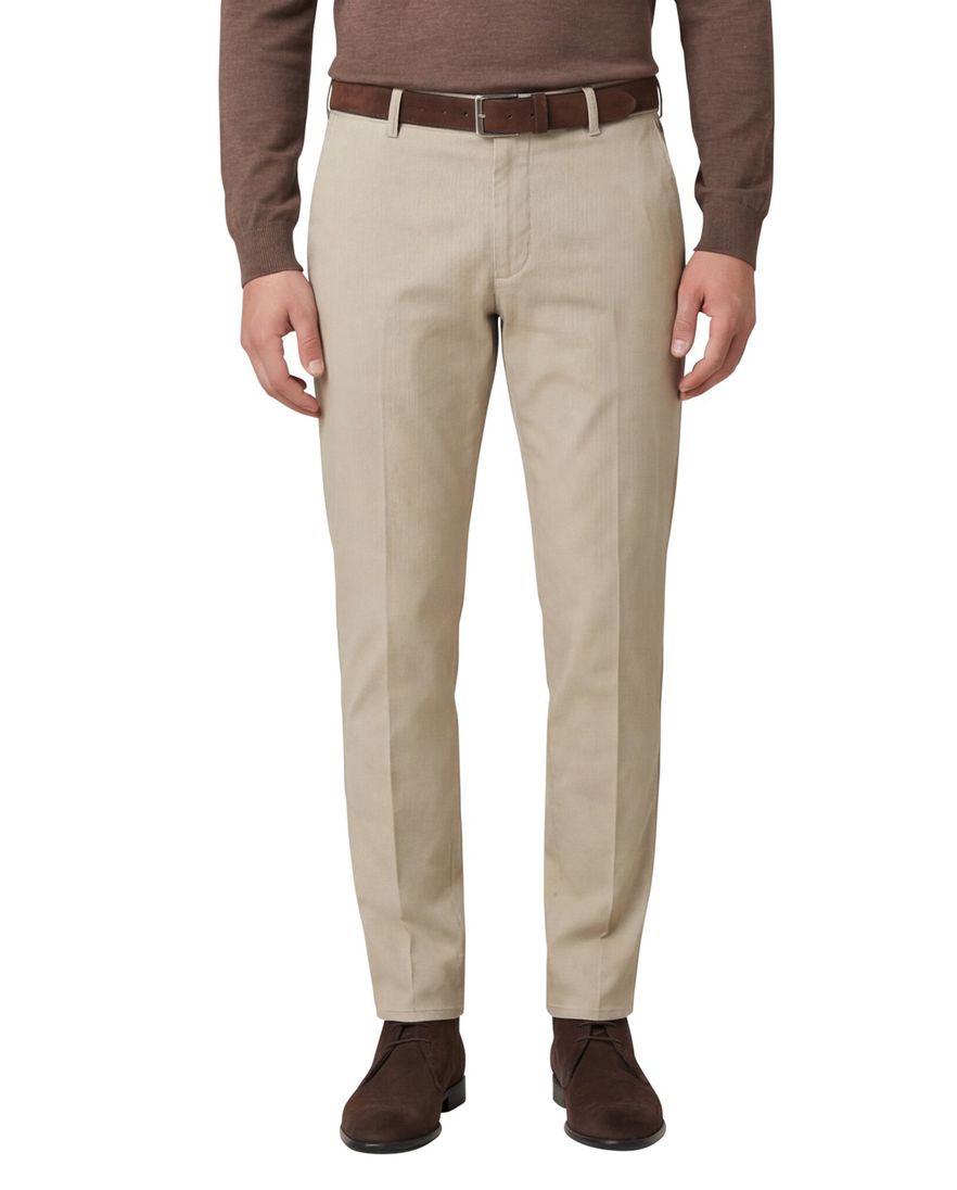 Meyer pantalon Bonn beige katoen perfect fit