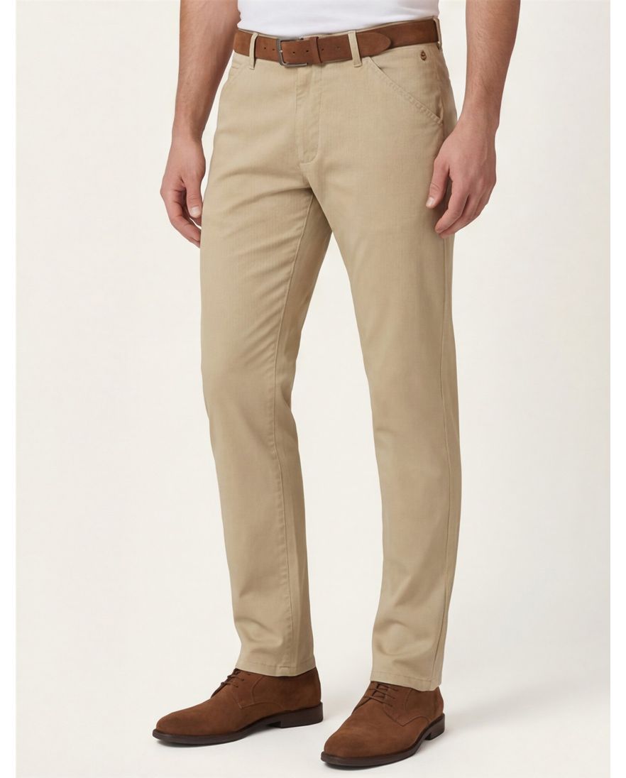 Bruine Meyer katoenen pantalon Chicago perfect fit