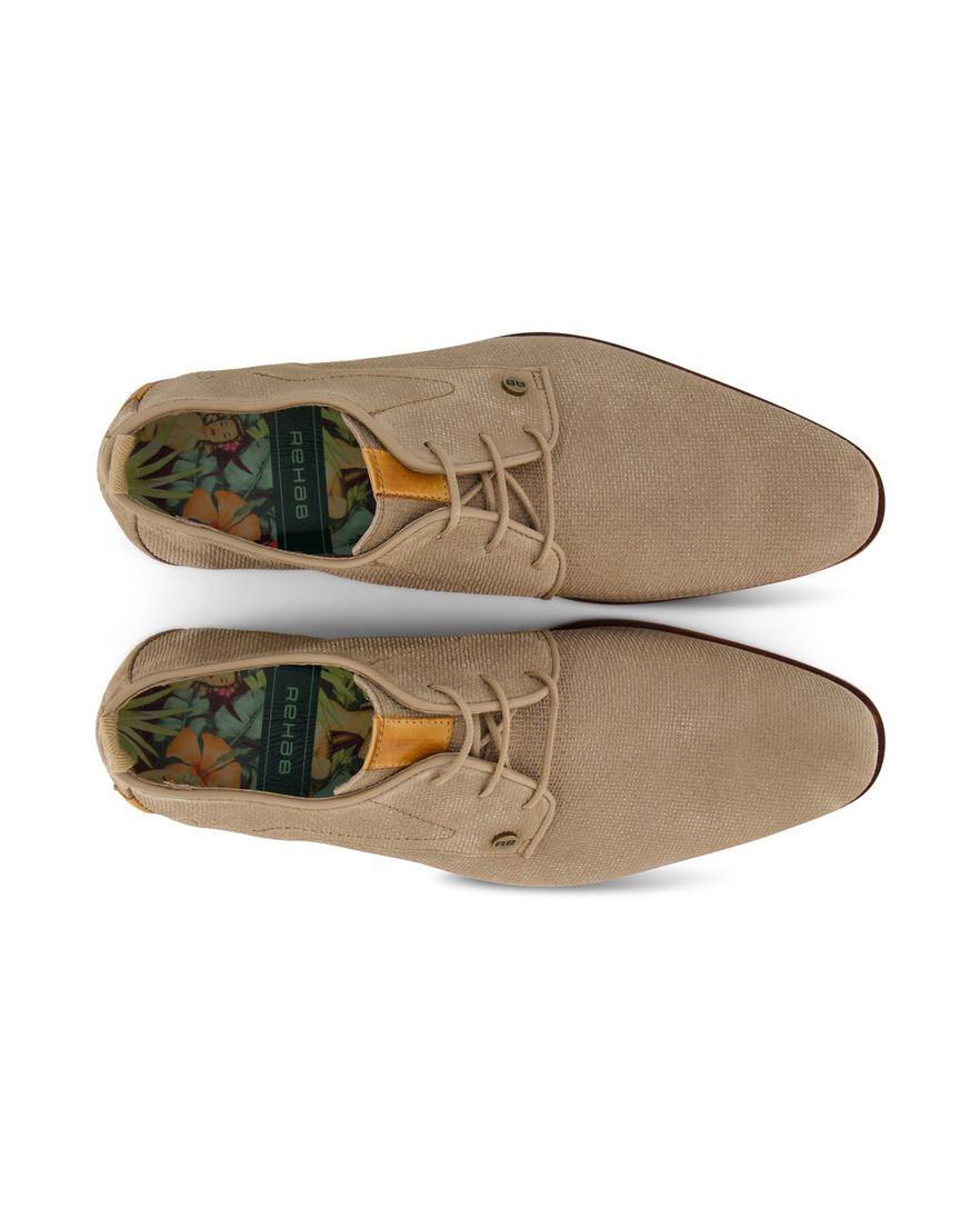 Rehab nette schoenen beige effen leer veters