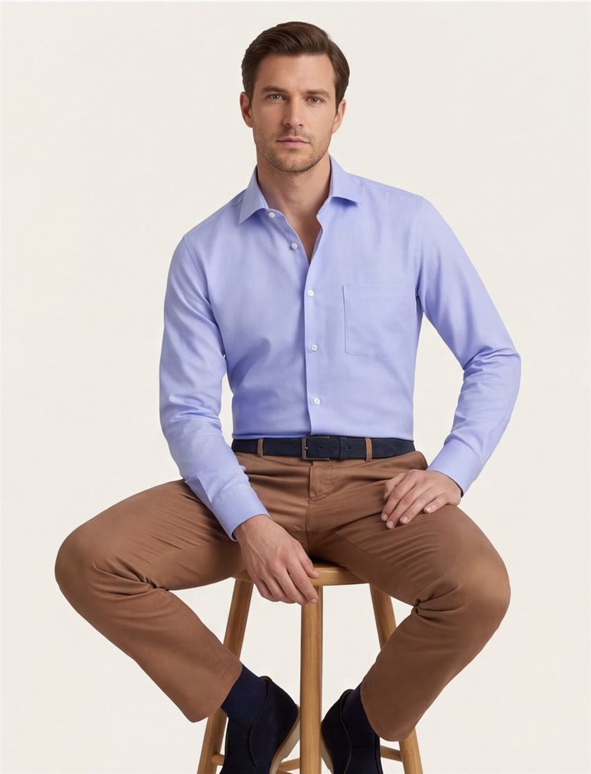 Seidensticker overhemd regular lichtblauw met borstzak